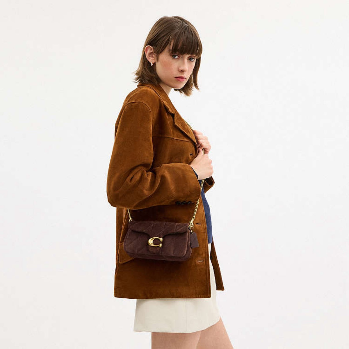 Coach Tabby Kapitone Zincir Crossbody 19 - Koyu Kahve