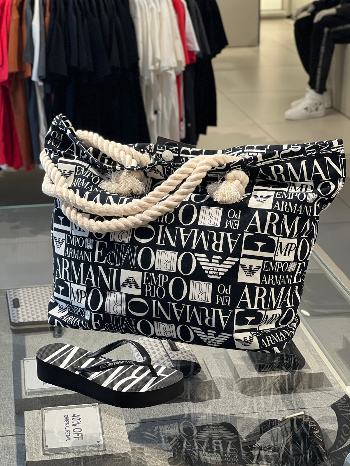 Emporio Armani Keten Tote Bag